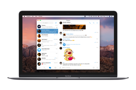 Telegram Web running in a browser on a laptop